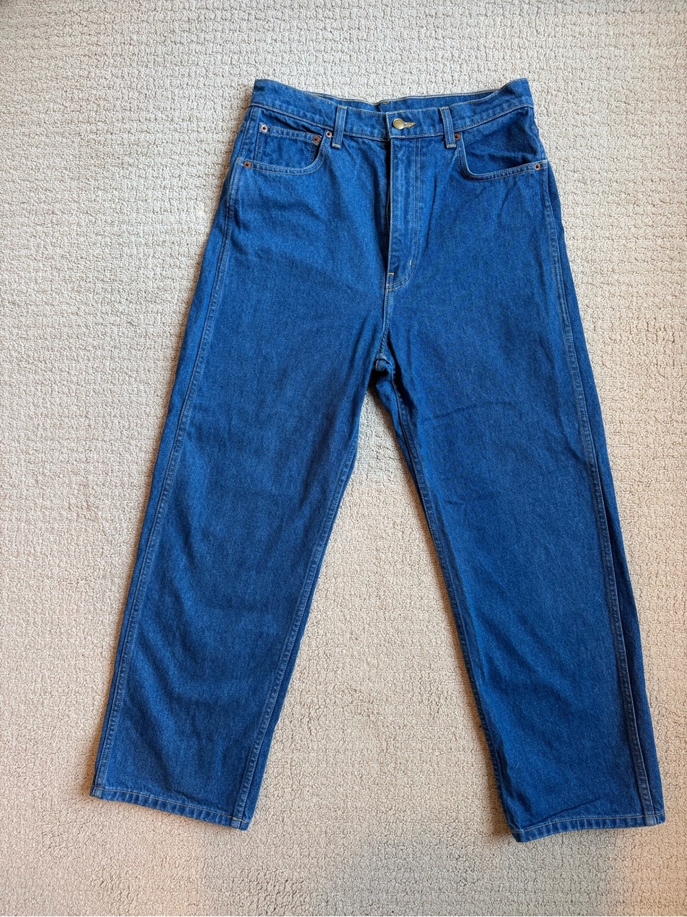 B SIDES Women's Straight Leg Jeans in Classic Blue Denim